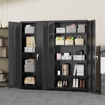 Greenvelly 72 Black Steel Locking Cabinet Heavy Duty Storage