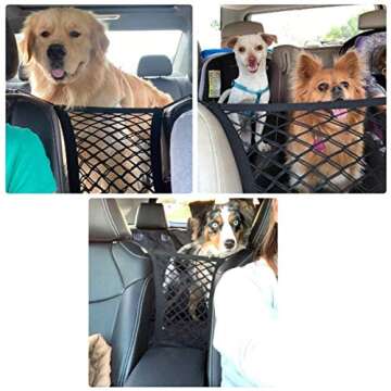 AUTOWN Dog Car Barrier, Dog Net for Car Between Seats, Pet Net Barrier Front Seat, Car Mesh Barrier Back Seat, Universal Stretchy Car Seat Storage Mesh Net