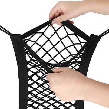 AUTOWN Dog Car Barrier, Dog Net for Car Between Seats, Pet Net Barrier Front Seat, Car Mesh Barrier Back Seat, Universal Stretchy Car Seat Storage Mesh Net