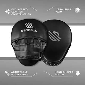 Sanabul Essential Curved Punching Mitts for Boxing, MMA Muay Thai Boxing Pads for Training, Punch Fo...