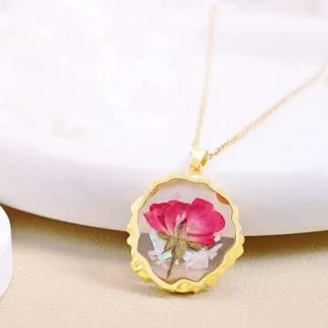 Hefestus Birth Flower Necklaces for Women - Handmade Floral Pendant, Elegant Jewelry Gift for Christ...