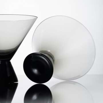 BiwhangCraft Hand Blown Colored Stemless 8 oz Martini Glasses Set of 4, Elegant Large Crystal Cocktail Glasse for Martini, Cosmopolitan, Manhattan, Gimlet, Pisco Sour, (8 OZ, Smoke Grey)