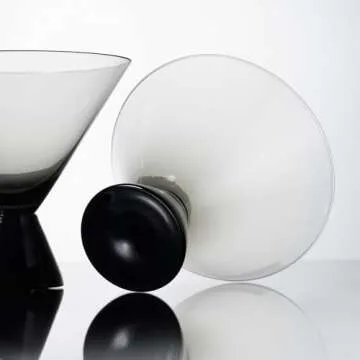 BiwhangCraft Hand Blown Colored Stemless 8 oz Martini Glasses Set of 4, Elegant Large Crystal Cocktail Glasse for Martini, Cosmopolitan, Manhattan, Gimlet, Pisco Sour, (8 OZ, Smoke Grey)