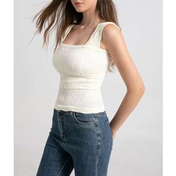 Free People Doop Tank Top for Women Going Out Crop Tops Square Neck Cami Summer Tops 2024 Beige, M/L