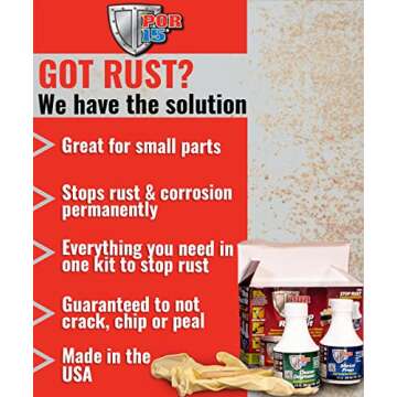 POR-15 Stop Rust Kit, Non-Porous Coating Seals and Protects Metal from Rust and Corrosion, Gloss Black