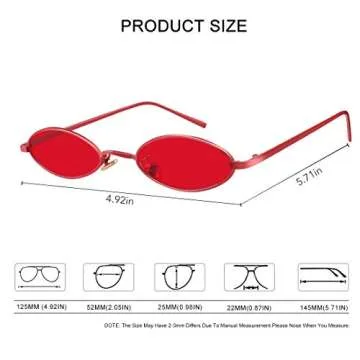 MEETSUN Vintage 90s Small Oval Sunglasses For Women Men Metal Frames Designer Gothic Glasses(full red)