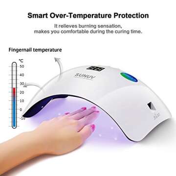SUNUV SUN8 UV LED Nail Lamp with 3 Timer Settings, UV Light Compatible with All Gel Polish, Nail Dryer Auto Sensor LCD Display Black
