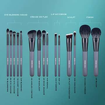 EIGSHOW 15-Piece Vegan Makeup Brush Set Perfect for All