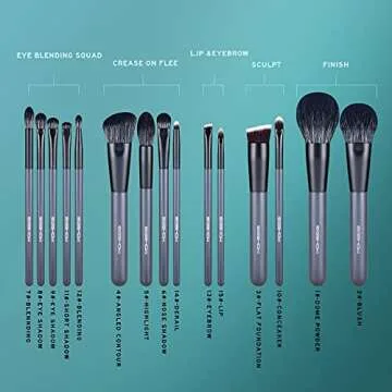 EIGSHOW 15-Piece Vegan Makeup Brush Set Perfect for All