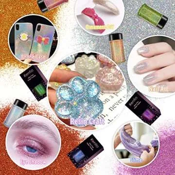 Renfio Holographic Ultra Fine Glitter Powder Metallic Resin Glitter 2.11 Oz (60g) PET Flakes Crafts Sequins 1/128" 0.008" 0.2mm Epoxy Chips Flakes for Tumblers Slime Olympic Decorations - Laser Black