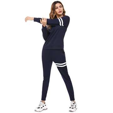 Doaraha Women's Jogger Set Pajama Sets Active Sweatsuits Long Sleeve Pullover Sweatpants 2 Pcs Lounge Set Tracksuits Navy Blue