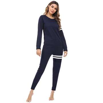 Doaraha Women's Jogger Set Pajama Sets Active Sweatsuits Long Sleeve Pullover Sweatpants 2 Pcs Lounge Set Tracksuits Navy Blue
