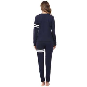 Doaraha Women's Jogger Set Pajama Sets Active Sweatsuits Long Sleeve Pullover Sweatpants 2 Pcs Lounge Set Tracksuits Navy Blue