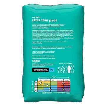 Amazon Basics Ultra Thin Pads with Flexi-Wings for Periods, Overnight Absorbency, Unscented, Size 4, 112 Count (4 Packs of 28) (Previously Solimo)