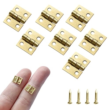 SHRJ 100Pcs Mini Brass Hinges Hardware 10 x 8mm 180 Degree Miniature Furniture Wooden Box Jewelry Ch...