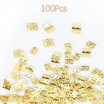 SHRJ 100Pcs Mini Brass Hinges for Crafting Projects