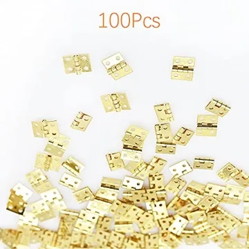 SHRJ 100Pcs Mini Brass Hinges for Crafting Projects
