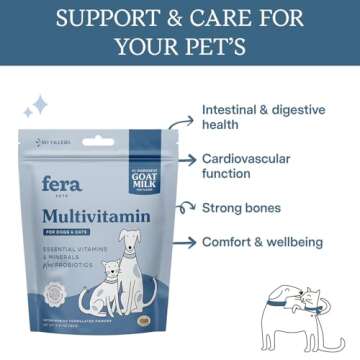 Fera Pet Organics Multivitamin Goat Milk Cat & Dog – Vet Created - Cat & Dog Multivitamin - Probio...