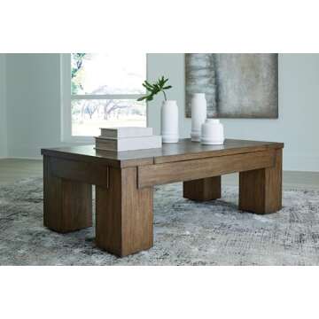 Signature Design by Ashley Rosswain Contemporary Lift-Top Coffee Table, Dark Brown
