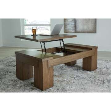 Signature Design by Ashley Rosswain Contemporary Lift-Top Coffee Table, Dark Brown