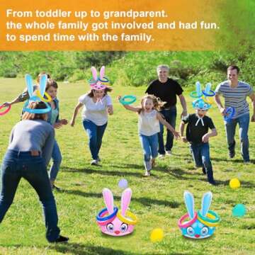 2 Sets Easter Toys, Inflatable Bunny Ring Toss Game for Kids Throwing Family Game Indoor Outdoor