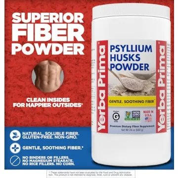 Yerba Prima Psyllium Husk Powder - Sugar Free Fiber Supplement