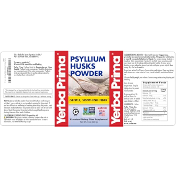 Yerba Prima Psyllium Husk Powder - Sugar Free Fiber Supplement