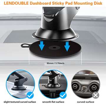 Dashboard Pad Mounting Disk for Suction Cup, 3.75” Extra Strong Adhesive