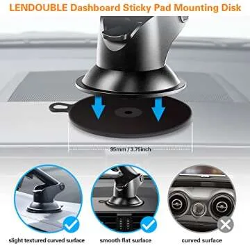 Dashboard Pad Mounting Disk for Suction Cup, 3.75” Extra Strong Adhesive