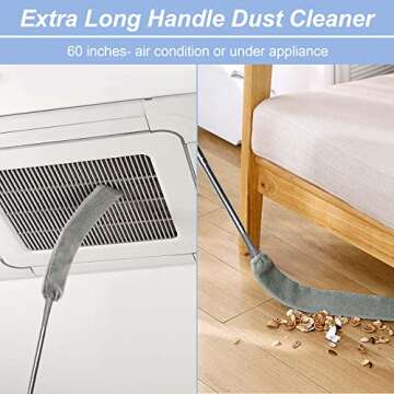 Retractable Gap Dust Cleaner for Cleaning Under Appliances, Gap Duster with 2 Microfiber Dusting Clo...