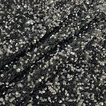 REEMONDE Women's Sequin Skirt Sparkle Stretchy Bodycon Mini Skirts Night Out Party (M, Black)