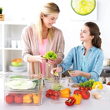 Set of 7 Stackable Fridge Organizers - BPA-Free Containers