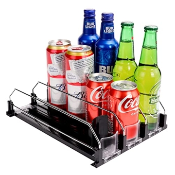 BingoHive Drink Dispenser for Refrigerator, Self-Pushing Soda Can Organizer for Fridge, 3 Rows has B...