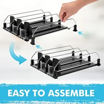 BingoHive Drink Dispenser for Refrigerator, Self-Pushing Soda Can Organizer for Fridge, 3 Rows has Been Assembled, Automatic Can Organizer with Spring Loaded for Refrigerator Holds 12 cans, Black