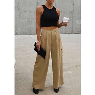 Dokotoo Khaki Pants for Women Cargo Pants Women High Waisted Baggy Business Casual Work Petite Pants...