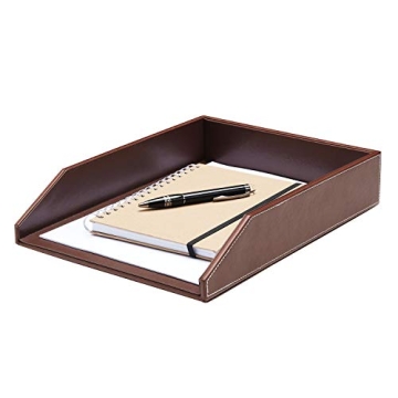 Gallaway Leather Letter Tray Desk Organizer - Premium PU Leather Paper Tray for Office Organization,...