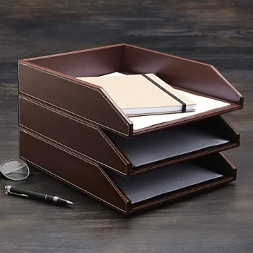 Gallaway Leather Desk Organizer Tray - Premium PU Leather