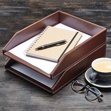 Gallaway Leather Desk Organizer Tray - Premium PU Leather