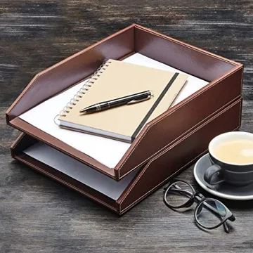 Gallaway Leather Desk Organizer Tray - Premium PU Leather
