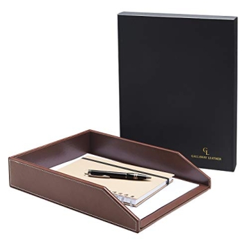Gallaway Leather Desk Organizer Tray - Premium PU Leather