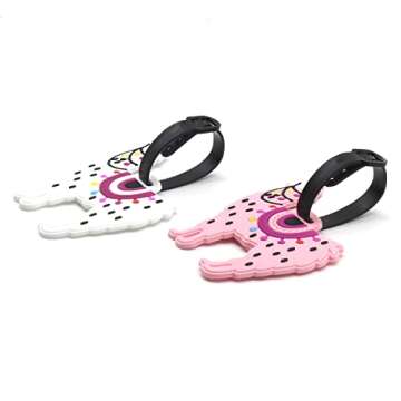 Cute Alpaca Travel Luggage Tags for Suitcase 2pcs Stainless Adjustable Steel Loop with ID Card
