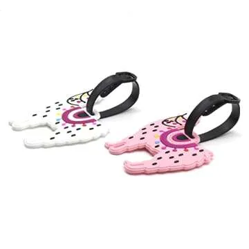Cute Alpaca Travel Luggage Tags for Suitcase 2pcs Stainless Adjustable Steel Loop with ID Card