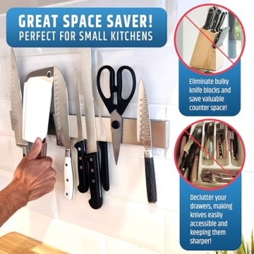 Upgrade to HMmagnets No Drill Magnetic Knife Holder 17 Inch