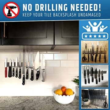 Upgrade to HMmagnets No Drill Magnetic Knife Holder 17 Inch