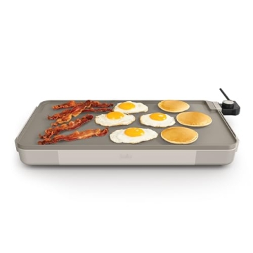 bella 12" x 22" Electric Griddle with EverGood™ Ceramic Nonstick Coating, Removable Temperature Pr...
