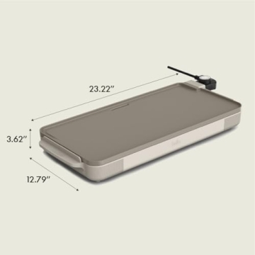 bella 12" x 22" Electric Griddle with EverGood™ Ceramic Nonstick Coating, Removable Temperature Probe, Dishwasher-Safe Drip Tray & Cool Touch Handles, Cook up to 15 Eggs, 1500 Watt, Oatmilk