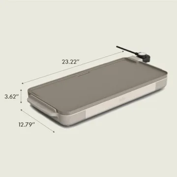 bella 12" x 22" Electric Griddle with EverGood™ Ceramic Nonstick Coating, Removable Temperature Probe, Dishwasher-Safe Drip Tray & Cool Touch Handles, Cook up to 15 Eggs, 1500 Watt, Oatmilk