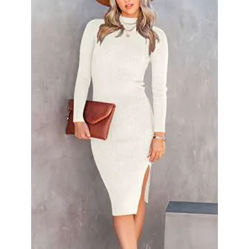 Trendy ANRABESS Fall Midi Sweater Dress for Women
