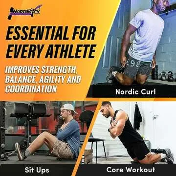 NordStick Nordic Hamstring Curl Strap The Original Hamstring Curl Exercise for Home and Travel - 5 Second Set Up for Nordic Curl, Sit Ups, Abs, Core Strength Training - 350 pounds - Black/Grey