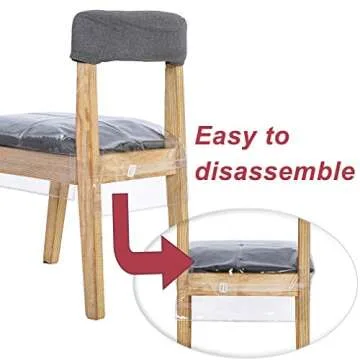 wokire 4 Pack Plastic Seat Covers for Dining Room Chairs Cover, Clear PVC Waterproof Protector Slipcovers with Adjustable Belt Strap, Fit Most 18-21 inch Seat